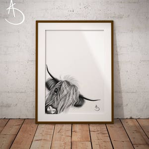 HIGHLAND COW Art Print, Highland Cow Print Black and White, Farm Animals, Highland Cow Printable, Highland Cow Decor, Highland Cow Wall Art,