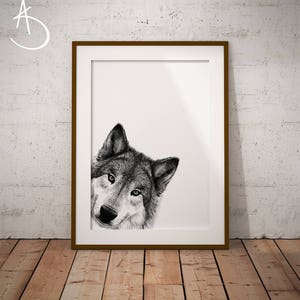 WOLF PRINT, Printables, Woodland Printables, Nursery Decor, Wolf Nursery, Peekaboo Creatures, Nursery Printables, Wolf Decor, Wolf Prints