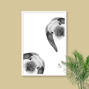 CUTE CURIOUS RABBIT Drawing download, Rabbit decor, Curious Rabbit Print, Pdf, Woodland Animals, Nursery Printable Art, Nursery Decor, Bunny image 5