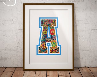 Letter A Download Print, Letter A Printable, Baby Blue, Letter  Art Print, Nursery Decor, Nursery Prints, Nursery Printables, Nursery Decor