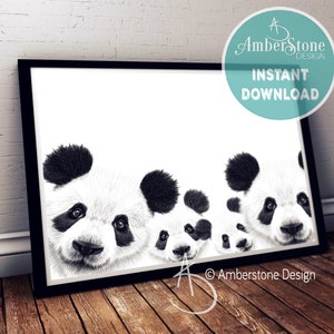 Family Art Print | Family of Panda | Family | Instant Download | Printable | Family Portrait | Panda | Family Print | Family of 4