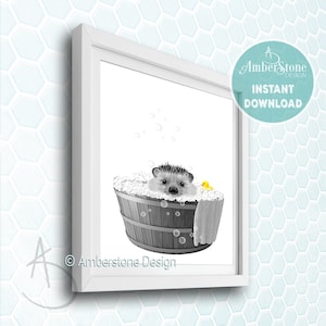 Hedgehog in Bathtub, Hedgehog Print, Hedgehog, Hedgehog Bathtub, Bathroom Prints, Bathroom Decor, Funny Bathroom Art, Hedgehog Printable