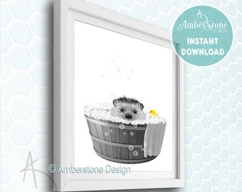 Hedgehog in Bathtub, Hedgehog Print, Hedgehog, Hedgehog Bathtub, Bathroom Prints, Bathroom Decor, Funny Bathroom Art, Hedgehog Printable