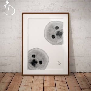 BABY SEAL PRINT download Print, Seal Wall decor, Baby Seal Printables, Arctic Animals, Printable Poster, Baby Seal Decor, Seal Art Print