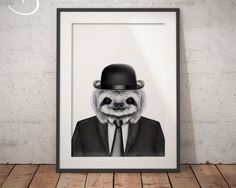 SLOTH IN SUIT Art Print, Sloth Printables, Sloth Print, Printable Sloth Art, Dapper Sloth, Sloth Art, Animals in Suits, Sloth in Suit Prints