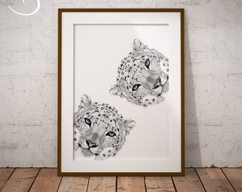 SNOW LEOPARD PRINTS, Instant download,Snow Leopard decor, Cute Animal Print, Printable Poster, Animal Decor, Animals Print, Snow Leopard Art