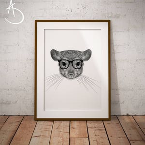 CHINCHILLA, HIPSTER CHINCHILLA Drawing download, Chinchilla Wall decor, Hipster Chinchilla, Printabes, Chinchilla Decor, Chinchilla Print