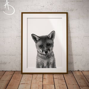 BABY FOX PRINT, Printables, Baby Animal Prints, Woodland Nursery Decor, Nursery Decor, Printable Poster, Woodland Animals, Cute Baby Fox Art