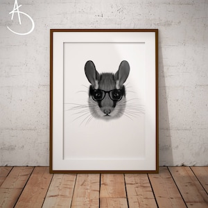 HIPSTER DORMOUSE Drawing download, Dormouse decor, Hipster Dormouse Print, Print, Printable Dormouse Poster, Printable Decor, Hipster Animal