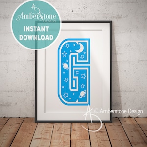 Blue Letter G, LETTER G Print, Letter G, Blue Nursery, Boys Letter G, Baby Boy Print, Gift for Baby Boy, Baby Shower, Blue Letter Monogram