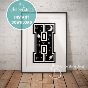 NURSERY LETTER H Print, Letter H, Letter H Print, Letter H Decor, Alphabet, Nursery Decor, Letter H Nursery, Nursery Art, Nursery Alphabet