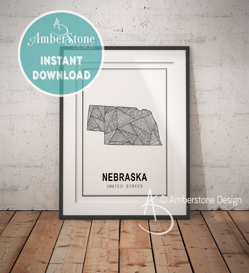Nebraska Art Print: Geometric State Map (instant Download) - Etsy