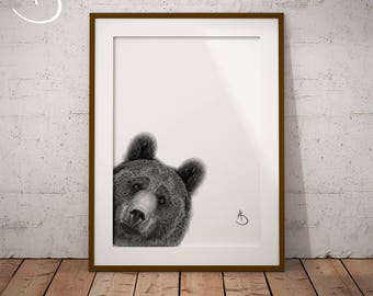 Bear Print, Printable Wall Art, Downloadable Bear, Nursery Art, Woodland Animals, Nursery Decor, Nursery Woodland Art, Bear Art, Bear Prints