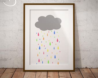 Cute Rain cloud print, Nursery Decor, Printables, Nursery Print, Kids art, Babies room, Little cloud print, Baby, Minimalist nursery Print