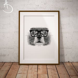HIPSTER MARMOT PRINT, Instant download, Hipster decor, Hipster Print, Printable Marmot Poster, Printable Decor, Hipster Animal, Marmot Print