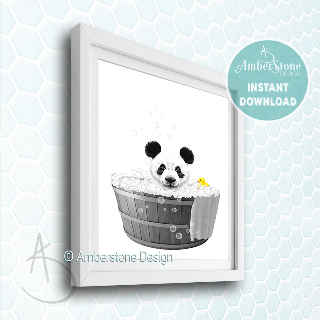 Panda in Bathtub Print: Funny Bathroom Art (digital Download) - Etsy