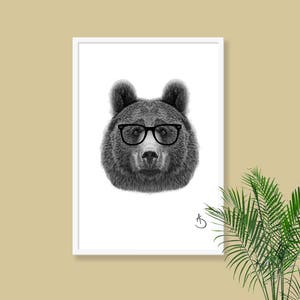 HIPSTER BEARS DRAWING download Print, Wall decor, Hipster Bear Print, Printable Bear Poster, Digital, Printable Decor, Instant Download, image 6