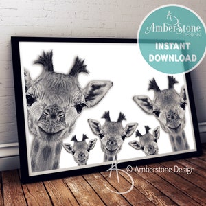 Family Art Print | Family Gift | Family | Instant Download | Printable | Family Gift | Giraffe Print | Family Print | Giraffe | Family of 5