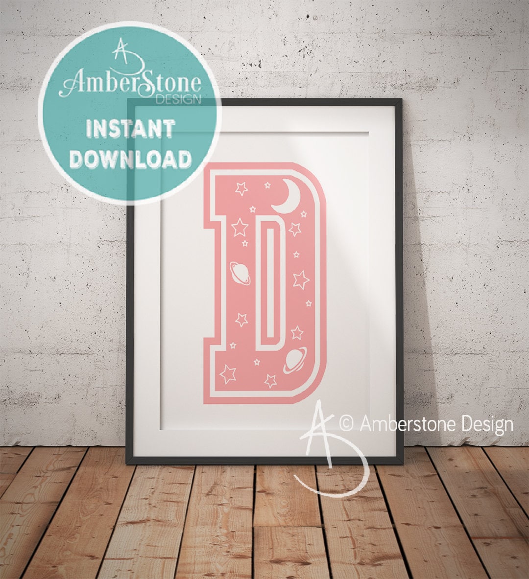 Pink Letter D LETTER D Print Letter D Pink Nursery Girls Etsy España