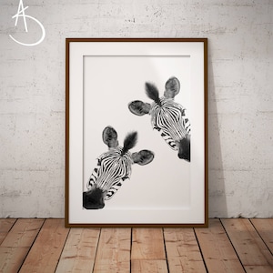 ZEBRA PRINT, ZEBRA Drawing download, Zebra Wall decor, Curious Zebras Print, Printable Zebra Poster, Zebra Decor, Safari Animals, Zebra Art