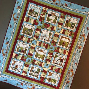 Nativity Christmas Quilted Wall Hanging or Child&#39;s Quilt, Deep Red, Turquoise, Green, Do You See What I See, Christmas Story Quilt