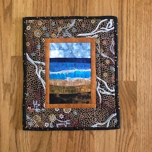 Abstract Seascape Art Quilt: Australian Fabric Wall Hanging (10x12 inches)