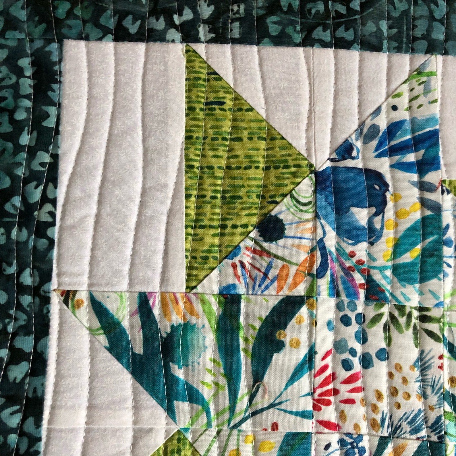 Quilted Blue and Green Spinning Star Table Topper Large Mug Etsy