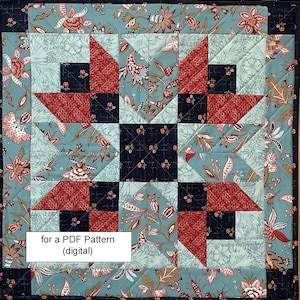 PDF Pattern for the &quot;Double Star Barn&quot; Quilted Wall Hanging or Table Topper” (20-1/2 x 20-1/2) DOWNLOADABLE PATTERN