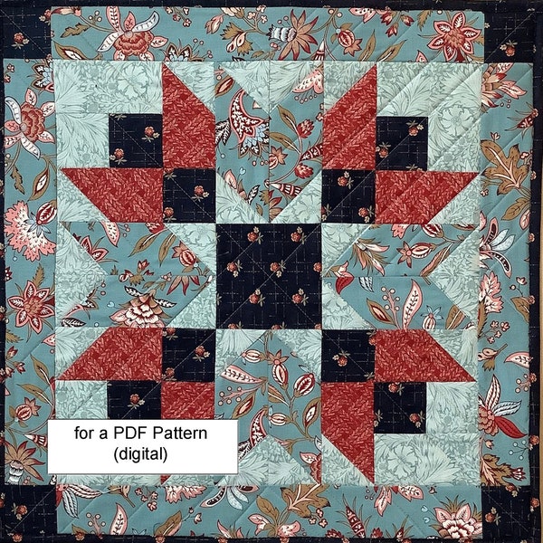 "PDF-Muster für ""Double Star Barn" Quilted Wandbehang oder Tischdekoration" (20-1 / 2 x 20-1 / 2)"