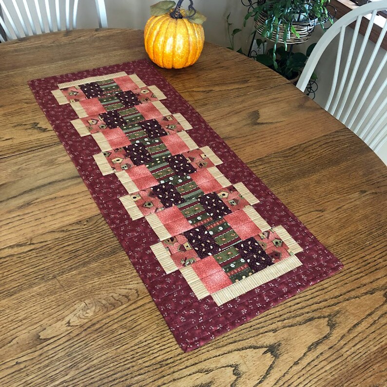 Quilted Table Runner, Autumn, Fall Colors, Rust, Pumpkin, Gold, Brown, 14 x 35 inches image 9