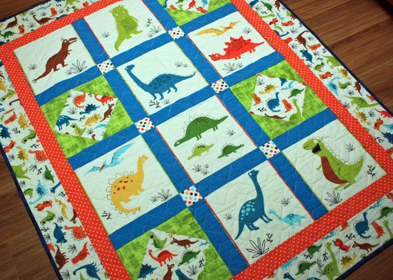 Dinosaur Themed Baby Quilt Lap Quilt Crib Quilt Baby Boy or | Etsy
