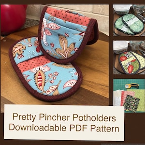 PDF Pattern for "Pretty Pincher Potholders" Quilted Pot Holders downloadable PATTERN, so easy