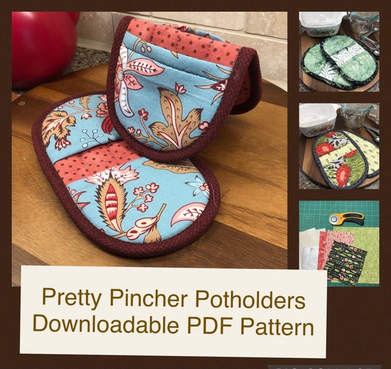 PDF Pattern for "Pretty Pincher Potholders" Quilted Pot Holders downloadable PATTERN, so easy