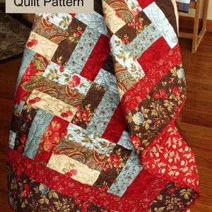 PDF Pattern for the "Double Chocolate" Rail Fence Lap Quilt (or Baby Quilt) 38 x 50"