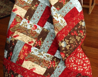 PDF Pattern for the "Double Chocolate" Rail Fence Lap Quilt (or Baby Quilt) 38 x 50"