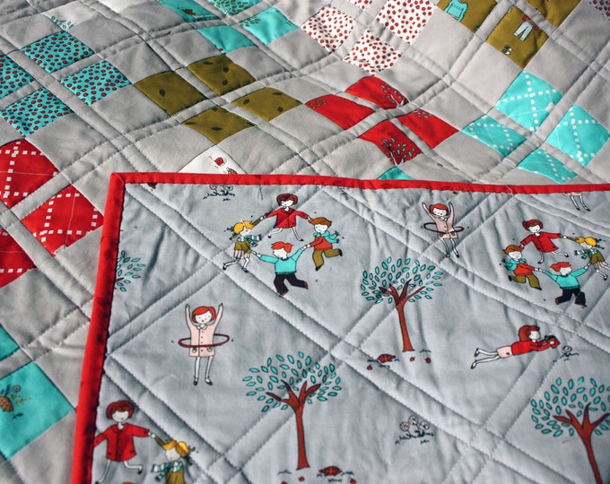 Handmade Modern Baby Quilt Toddler Quilt in Moda little Etsy