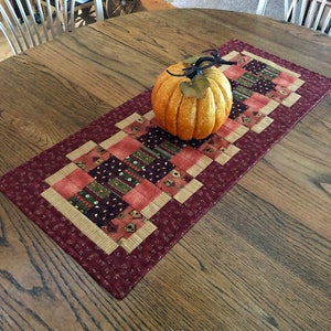 Quilted Table Runner, Autumn, Fall Colors, Rust, Pumpkin, Gold, Brown, 14 x 35 inches image 7