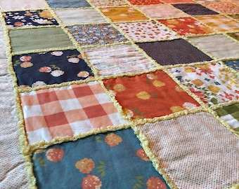 Handmade Patchwork Baby Quilt, Chenille Stroller Blanket, Tummy Time, Baby Shower Gift, OOAK Unique Keepsake