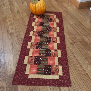 Quilted Table Runner, Autumn, Fall Colors, Rust, Pumpkin, Gold, Brown, 14 x 35 inches image 6