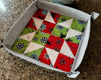 Quilted Fabric Tray, Casserole Cozy, Travel Tray, 9x9 inches, Unique Gift