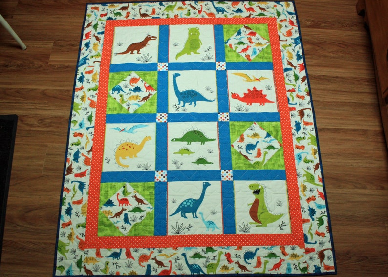 Dinosaur Themed Baby Quilt Lap Quilt Crib Quilt Baby Boy or | Etsy