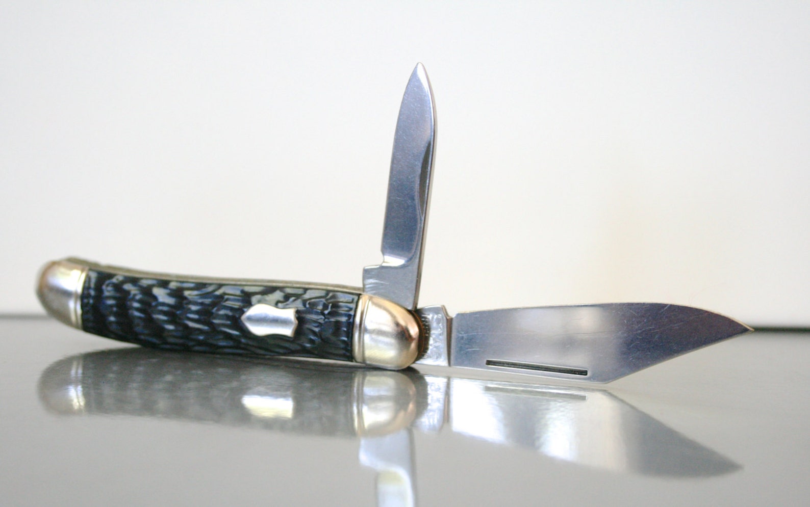 Vintage Pocket Jack Knife / Two Blades / Shield Badge / Stag Etsy