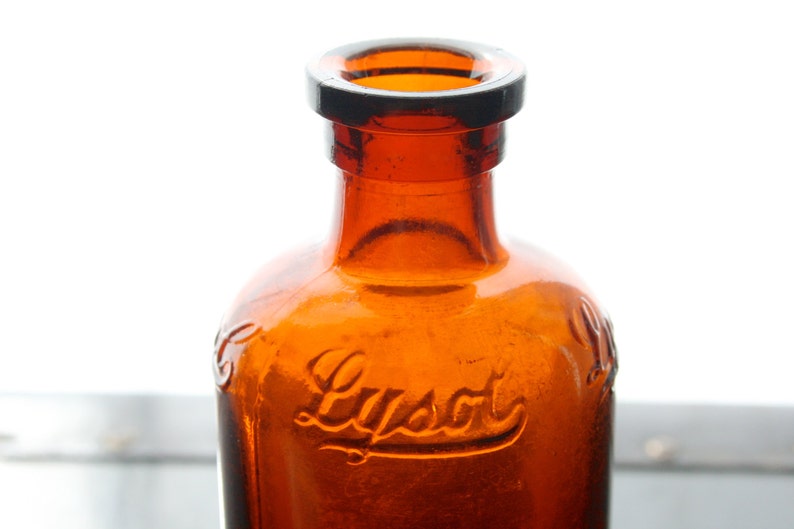 Antique Lysol Bottle / Embossed Amber Glass / Circa 1920s Etsy