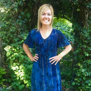 Tie Dye Maxi Dress, Tie Dye Maxi, A Line Maxi Dress, Summer Maxi Dress, Dresses, Maxi, Dyed in Dark Blues S Only