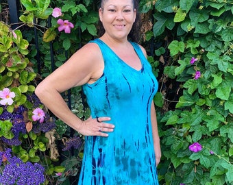 Vestidos de tirantes para mujer, vestido de tirantes con cuello en V, vestido tie-dye de talla grande, vestido de verano, turquesa, verde y negro, tallas S, XL, 2X, 3X