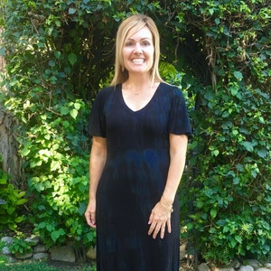 Plus Size Maxi Dress, Maxi Dresses, Long Dress, Tie Dye Maxi, Dyed Black Dark Marble, Maxi, Plus Sizes, S M L XL, V Neck Loose Sleeve