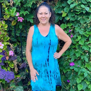 Women's Tank dresses, V Neck Tank Dress, Tie Dye, Dress, Tie Dye Summer Dress, Tie Dye Dress, Dresses, Turquoise Green Black, S XL 2X 3X image 1