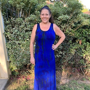 Plus Size Maxi, Plus Tie Dye, Lace Back Maxi Dress, Cover Up Plus Size Dress, Tie Dye Clothing, Dyed in Blue, Purple & Black, Lace Back Maxi