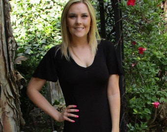 Maxi Dress, Hippie Dress, Black Maxi Dress, Boho dress, Maxi, Black Dress, Long Dress, SOLID BLACK, S M L, V Neck, Loose Sleeve