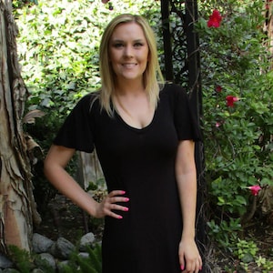 Maxi Dress, Hippie Dress, Black Maxi Dress, Boho dress, Maxi, Black Dress, Long Dress, SOLID BLACK, S M L, V Neck, Loose Sleeve